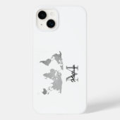Wereldkaart Monogram Naam Reiziger Aangepast grijs Case-Mate iPhone Case (Achterkant)