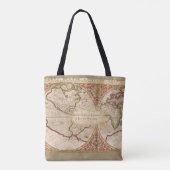 Wereldkaart Monogram Naam Tote Bag (Achterkant)