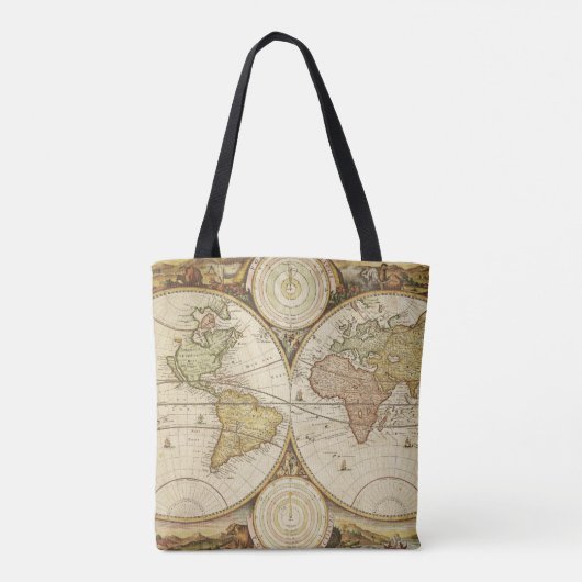 Wereldkaart monogram Tote Bag (Achterkant)