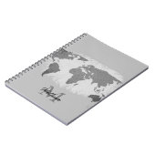 Wereldkaart Monogram Traveler Naam Black White Gre Notitieboek (Linkerzijde)
