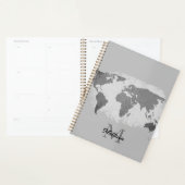 Wereldkaart Monogram Traveler Naam Black White Gre Planner (Display)