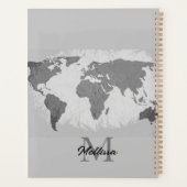 Wereldkaart Monogram Traveler Naam Black White Gre Planner (Achterkant)