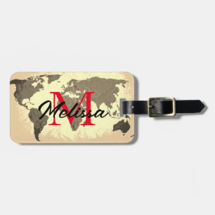 Wereldkaart Monogrammen Reiser Elegant Gift Bagagelabel