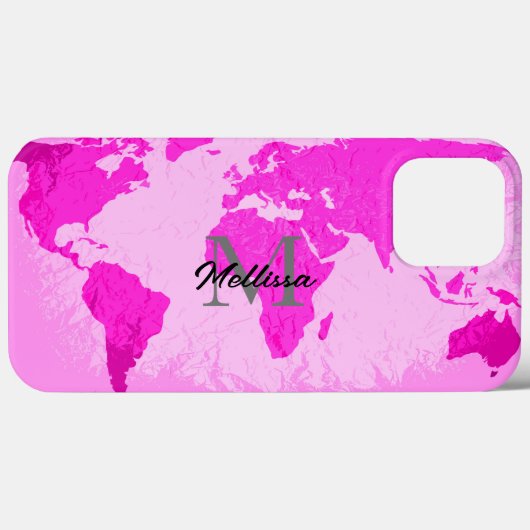 Wereldkaart Monogrammen reizigers Blush Pink Paars Case-Mate iPhone Case (Achterkant (horizontaal))