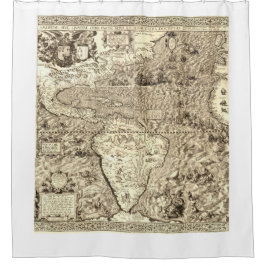 Wereldkaart Monsters Atlantische Oceaan Douchegordijn