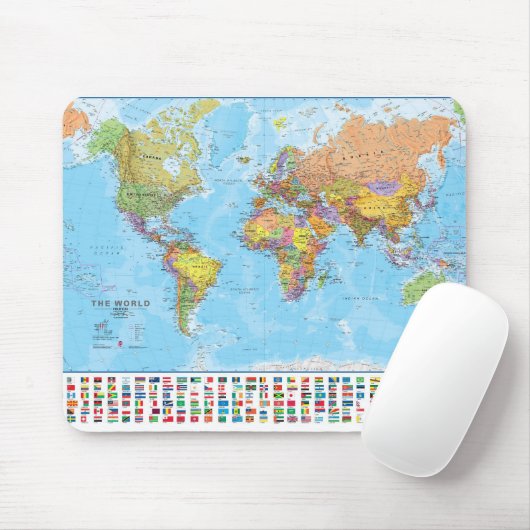 wereldkaart Mousepad/Mousemat Muismat (Met muis)