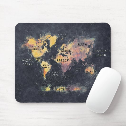 wereldkaart mousepad muismat (Met muis)