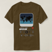wereldkaart muziek in muziekspeler t-shirt (Design voorkant)