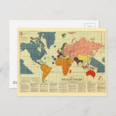 Wereldkaart na de oorlog (1942) briefkaart (Voorkant / Achterkant)