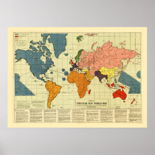 Wereldkaart na de oorlog (1942) poster