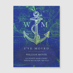 Wereldkaart Nautical Anchor Blue Moving