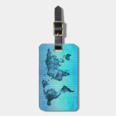 wereldkaart | Neon Blue Stripes Bagagelabel (Voorkant verticaal)