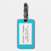 wereldkaart | Neon Blue Stripes Bagagelabel (Achterkant verticaal)