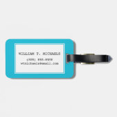 wereldkaart | Neon Blue Stripes Bagagelabel (Achterkant horizontaal)
