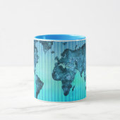 wereldkaart | Neon Blue Stripes Mok (Midden)