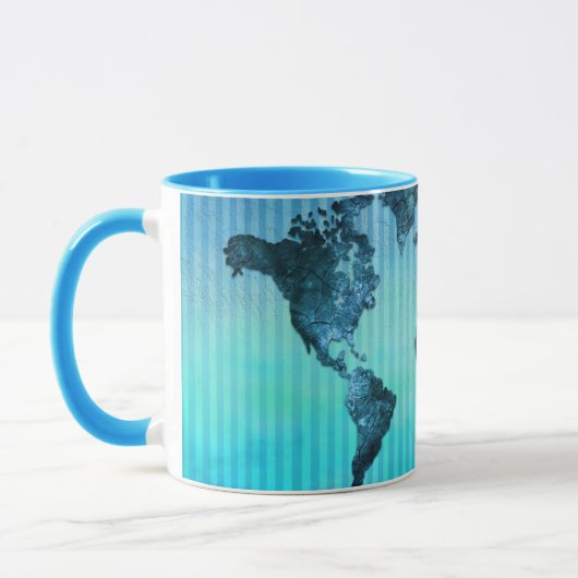 wereldkaart | Neon Blue Stripes Mok (Links)