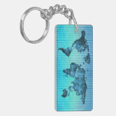 wereldkaart | Neon Blue Stripes Sleutelhanger (Voorkant Links)