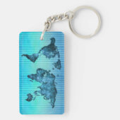 wereldkaart | Neon Blue Stripes Sleutelhanger (achterkant)
