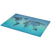 wereldkaart | Neon Blue Stripes Snijplank (Hoek)