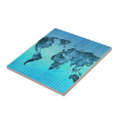 wereldkaart | Neon Blue Stripes Tegeltje (Zijkant)