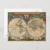 Wereldkaart Nova Totius Terrarum Orbis Tabula Briefkaart (Voorkant / Achterkant)