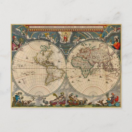 Wereldkaart Nova Totius Terrarum Orbis Tabula Briefkaart (Voorkant)