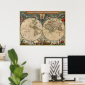 Wereldkaart Nova Totius Terrarum Orbis Tabula Poster (Thuiskantoor)