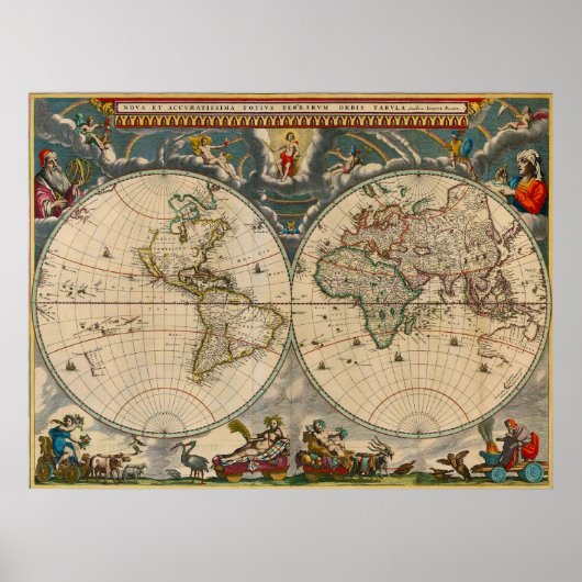 Wereldkaart Nova Totius Terrarum Orbis Tabula Poster (Voorkant)
