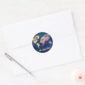 wereldkaart OCEANEN en continenten Ronde Sticker (Envelop)