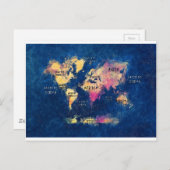 wereldkaart OCEANS en continenten Briefkaart (Voorkant / Achterkant)