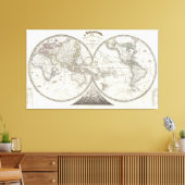 Wereldkaart op 2 helften canvas afdruk (Insitu (Woonkamer))