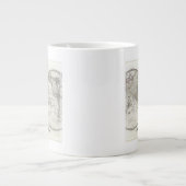 wereldkaart op 2 helften grote koffiekop (Voorkant)