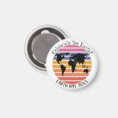 Wereldkaart op de Aarde Retro Sunset Silhouette Magneet (Voorkant / Achterkant)
