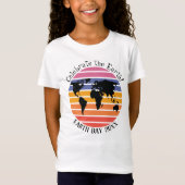 Wereldkaart op de Aarde Retro Sunset Silhouette T-shirt (Voorkant)
