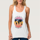 Wereldkaart op de Aarde Retro Sunset Silhouette Tanktop (Voorkant)