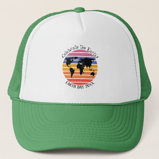 Wereldkaart op de Aarde Retro Sunset Silhouette Trucker Pet (Voorkant)