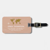 Wereldkaart op de naam van Dell Roos Custom Travel Bagagelabel (Voorkant horizontaal)