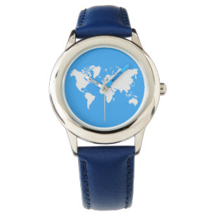 Wereldkaart op een polshorloge horloge