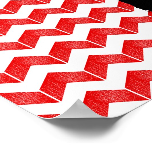 wereldkaart op het rode chevron-patroon poster (Hoek)