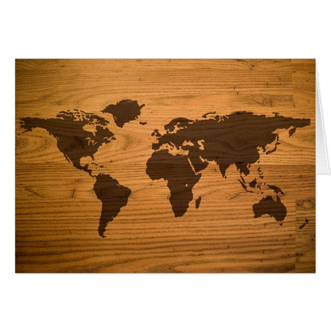 Wereldkaart op Houten Korrel (Voorkant Horizontaal)