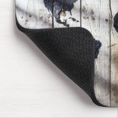 Wereldkaart op houtextuur muismat (Hoek)