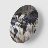 Wereldkaart op houtextuur ronde klok (Hoek)