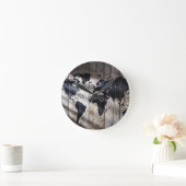 Wereldkaart op houtextuur ronde klok (Huis)