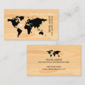 Wereldkaart op nephout, reisagent visitekaartje (Voorkant / Achterkant)