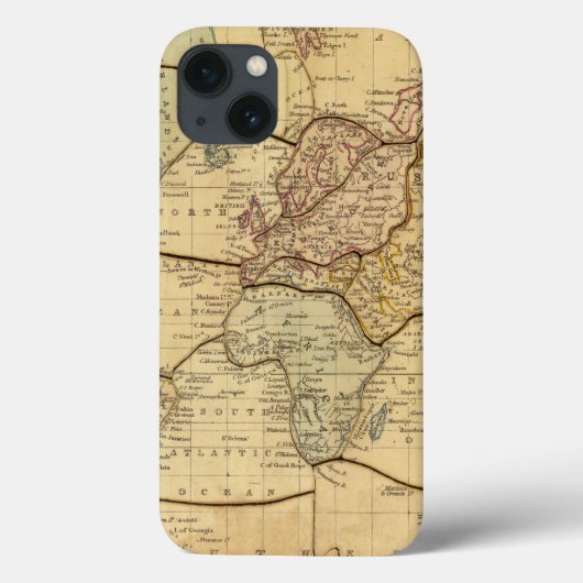 Wereldkaart op Projectie Mercators Case-Mate iPhone Case (Achterkant)