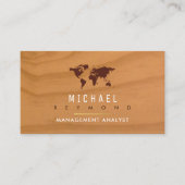 wereldkaart op rustiek hout. elegant visitekaartje (Voorkant)