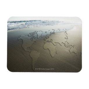Wereldkaart op zand magneet