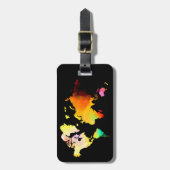 Wereldkaart Oranje zwart Professional, modern Bagagelabel (Voorkant verticaal)