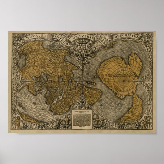 Wereldkaart Oronce Fine 1531 Poster (Voorkant)