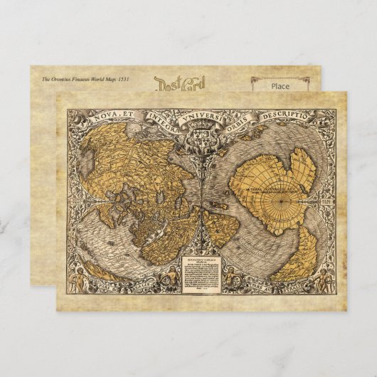 Wereldkaart Orontius Finaeus, 1531 Briefkaart (Voorkant / Achterkant)